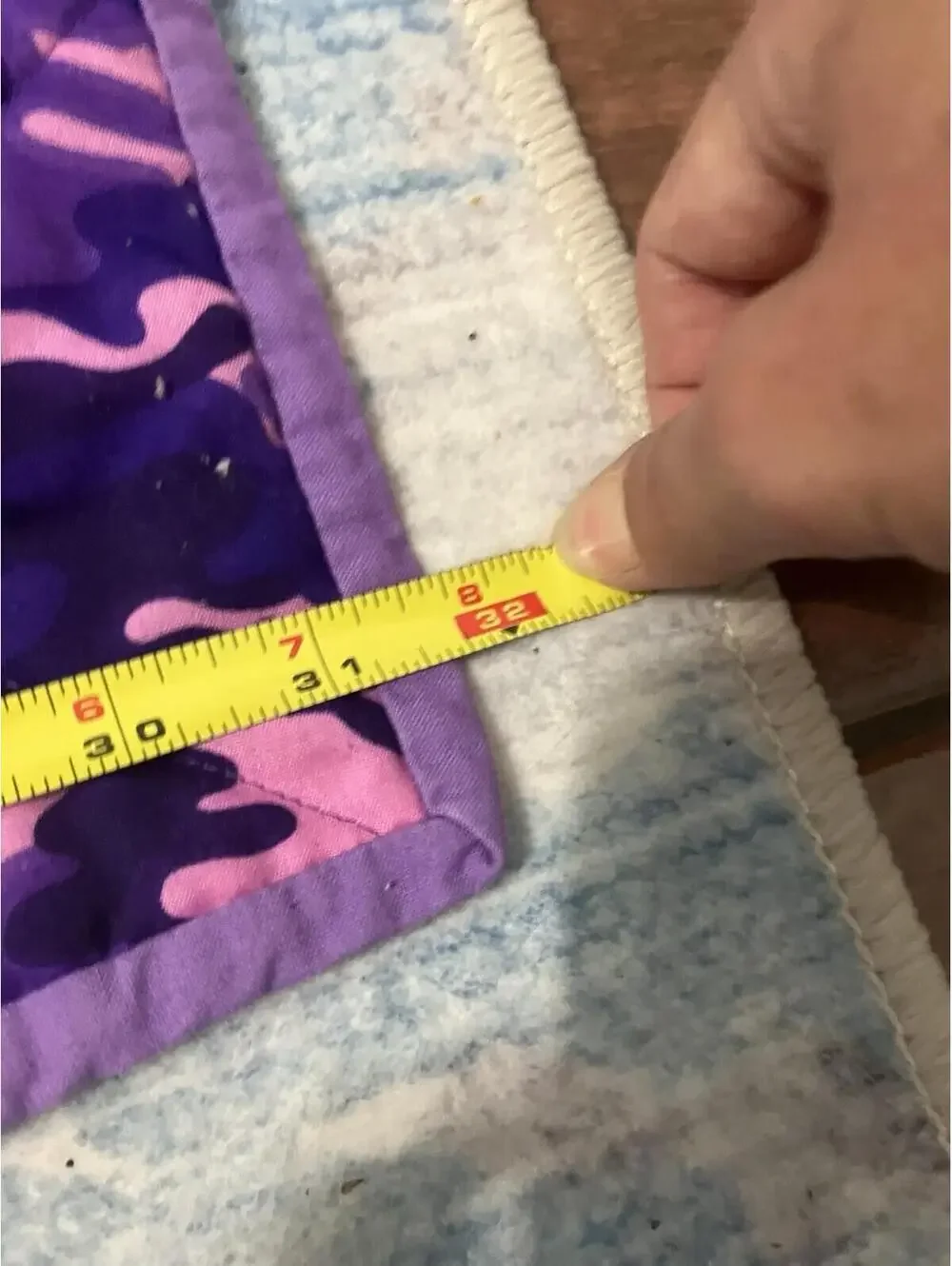 Purple Handmade Patchwork Infant Quilt Size 36” x 32” EUC